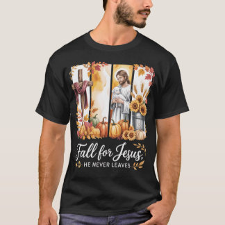 Camiseta Glaube trifft Herbst – Jesus Motiv mit Kürbissen