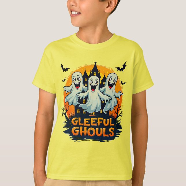 Camiseta Gleeful Ghouls | Fun Halloween Ghost Artwork (Anverso)