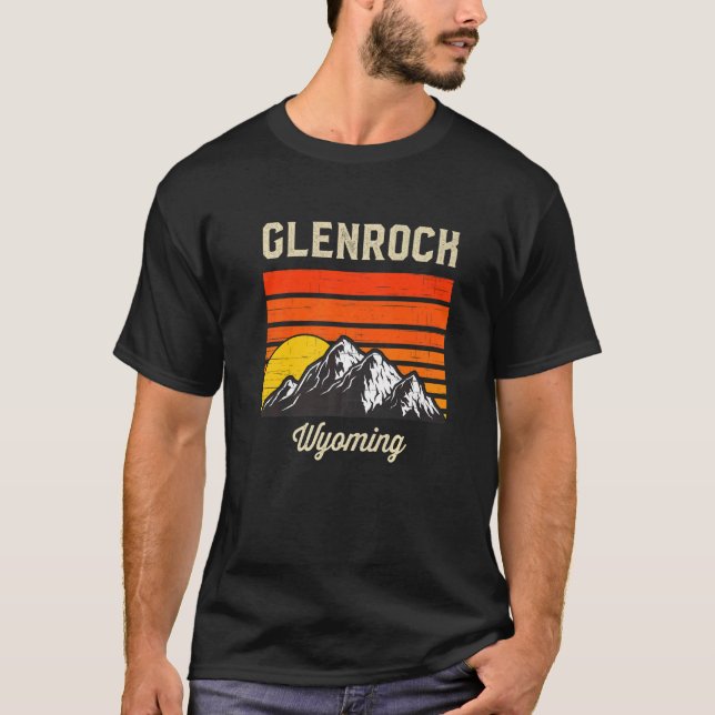 Camiseta Glenrock Wyoming Retro Ciudad Estado Estadounidens (Anverso)