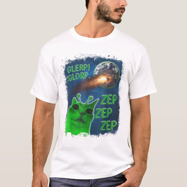 Camiseta Glerp Glorp Funny Alien Cat (Anverso)