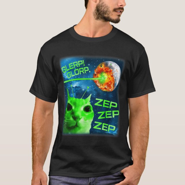 Camiseta Glerp Glorp Funny Alien Cat Brainrot Meme  (Anverso)