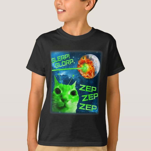 Camiseta Glerp Glorp Funny Alien Cat Brainrot Meme  (Anverso)