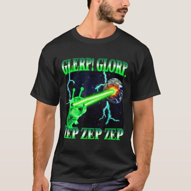 Camiseta Glerp Glorp Funny Alien Cat Meme Gnarp Cat Silly A (Anverso)