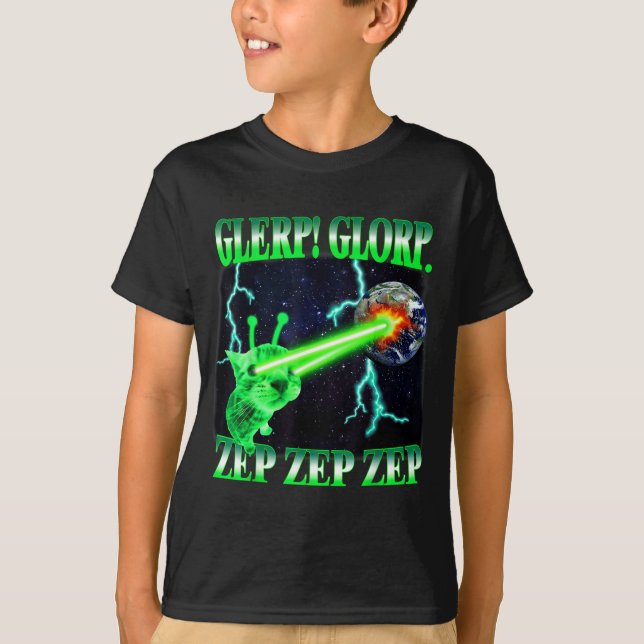 Camiseta Glerp Glorp Funny Alien Cat Meme Gnarp Cat Silly A (Anverso)