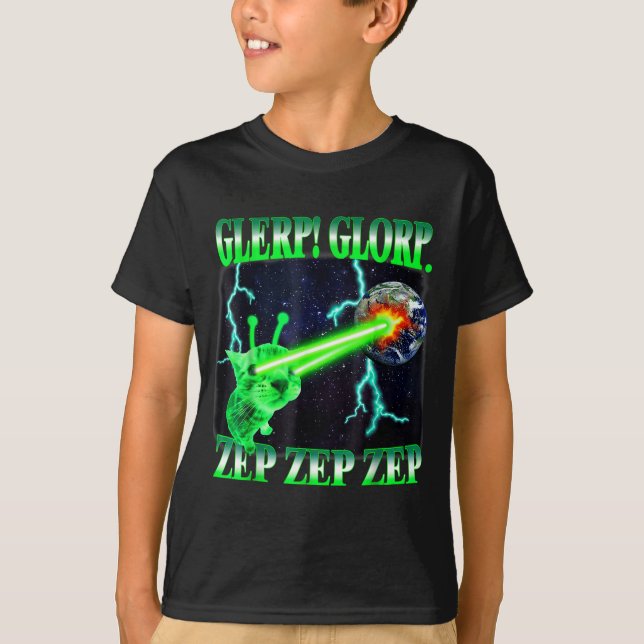 Camiseta Glerp Glorp Funny Alien Cat Meme Gnarp Cat Silly A (Anverso)