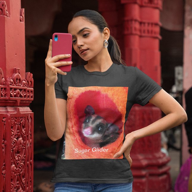 Camiseta Glider de azúcar en la cama colgada del Naranja (Sugar Glider in Orange Hanging Bed Womens T-Shirt)