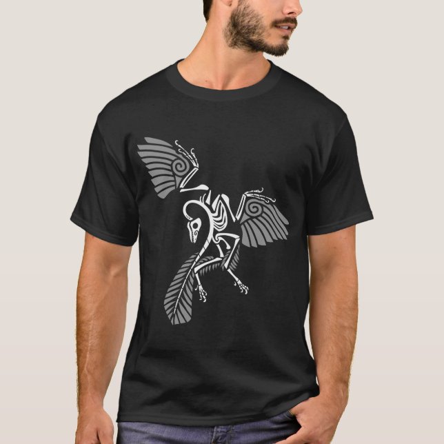 Camiseta Glifo de esqueleto de Archaeopteryx - (Anverso)