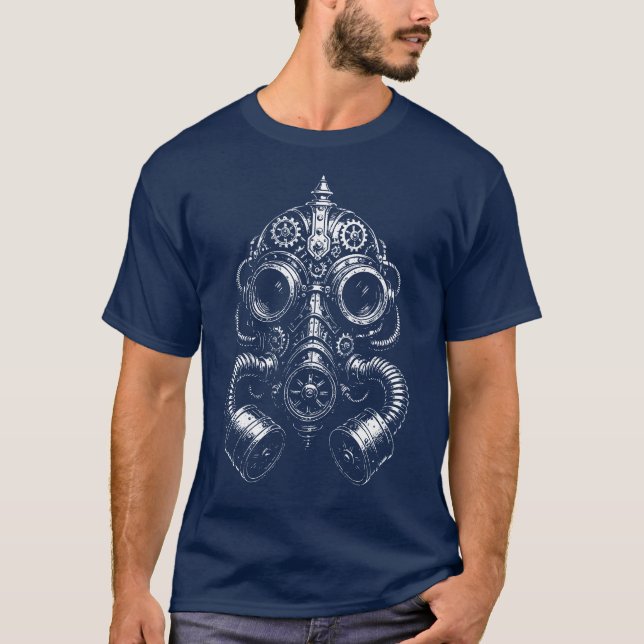 Camiseta Glifo de máscara de gas Steampunk (Anverso)