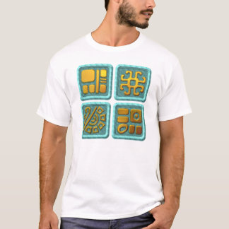 Camiseta Glifos maya-turquesa