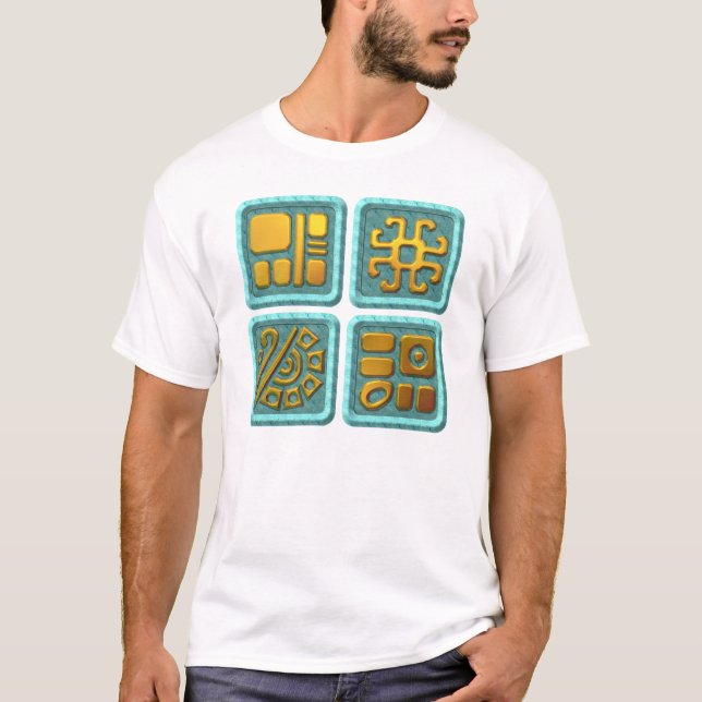 Camiseta Glifos maya-turquesa (Anverso)