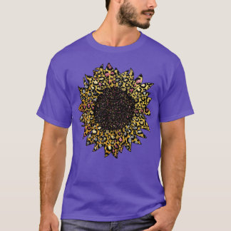 Camiseta Glililte dorado rosado de Leopardo del girasol