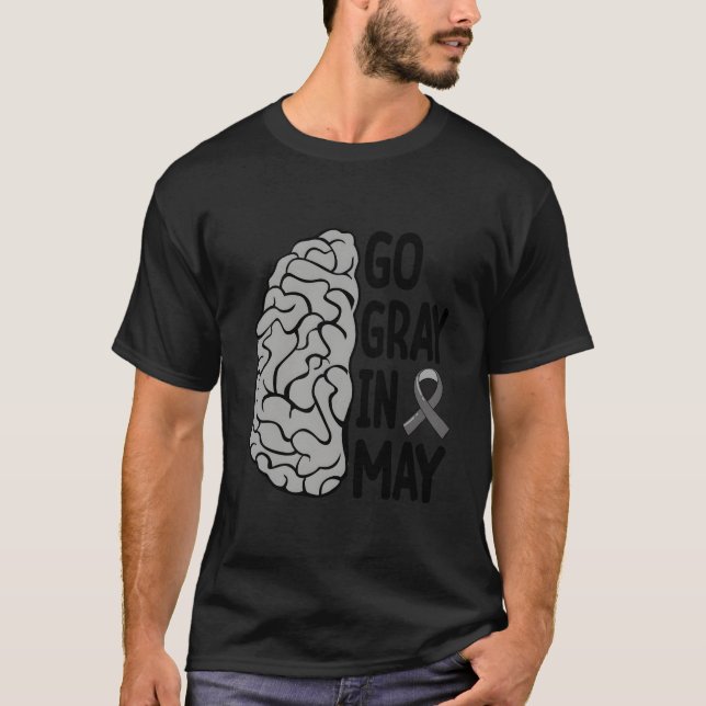 Camiseta Glioblastoma Awareness Ribbon Brain Tumor Go Gray  (Anverso)