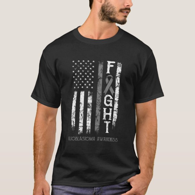 Camiseta Glioblastoma Guerrero Bandera Estadounidense (Anverso)