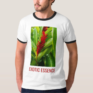 Camiseta Glistening Red Ginger Flower and Rain-Kissed Leave