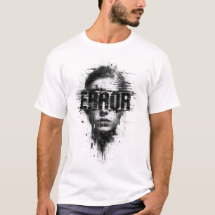 Camiseta Glitch Art "ERROR" Face T-Shirt   Cyberpunk Digita