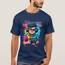 Camiseta Glitch Gamer T-Shirt Neon Pixel Art Gaming