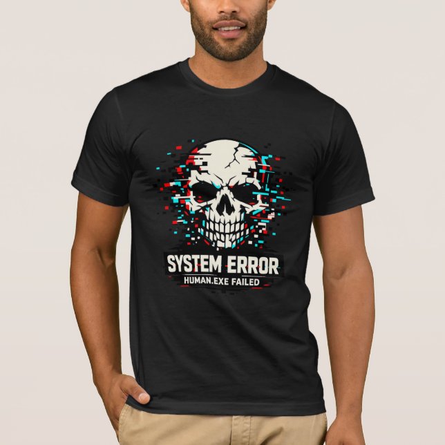 Camiseta Glitch Skull System Error | Cyberpunk (Anverso)