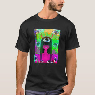 Camiseta Glitchcore Anime Demon Chica Ropa rara