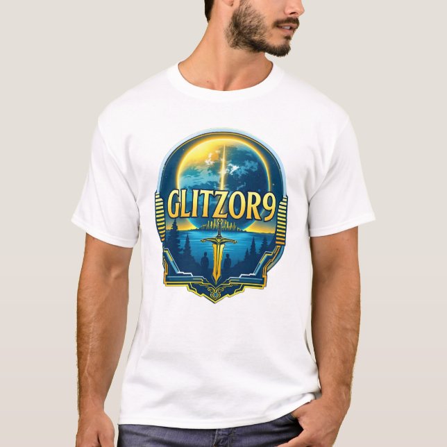 Camiseta Glitzor9 Insignia de horizonte — Emblema de planet (Anverso)
