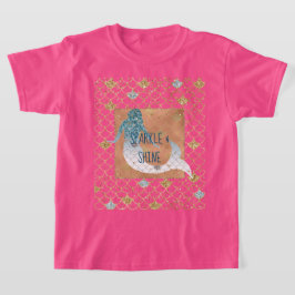 Camiseta Glitzy Aqua Mermaid Blue Gold Sparkle Purpurina