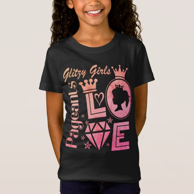 Camiseta Glitzy Chicas, negro, pagina, amor (Anverso)