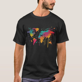Camiseta Global Palette Tee: Impresión de Mapa Mundial Mult