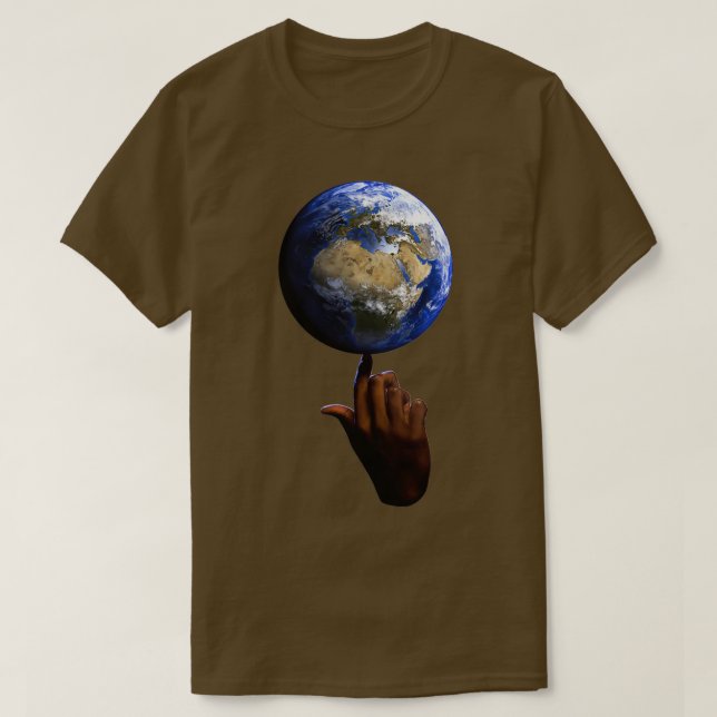 Camiseta Globe de la Tierra girando en dedo (Diseño del anverso)