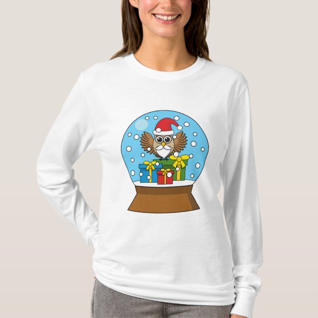 Camiseta Globe de nieve con búho de Santa Claus (Anverso)
