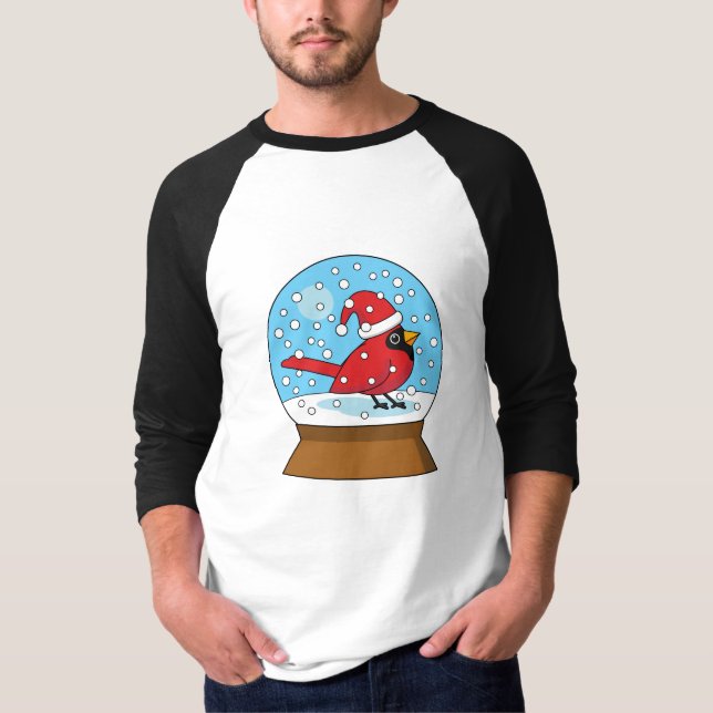 Camiseta Globe de nieve con cardenal rojo curado (Anverso)