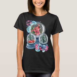 Camiseta Globe de nieve Invierno Nieve Cardenal Rojo de Nie