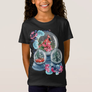 Camiseta Globe de nieve Invierno Nieve Cardenal Rojo de Nie