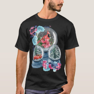 Camiseta Globe de nieve Invierno Nieve Cardenal Rojo de Nie