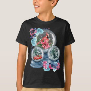 Camiseta Globe de nieve Invierno Nieve Cardenal Rojo de Nie