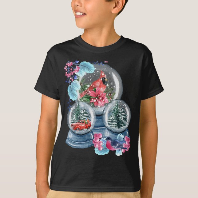 Camiseta Globe de nieve Invierno Nieve Cardenal Rojo de Nie (Anverso)