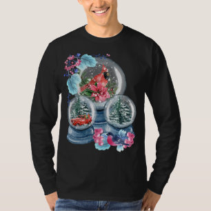 Camiseta Globe de nieve Invierno Nieve Cardenal Rojo de Nie