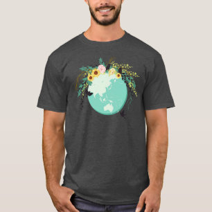 Camiseta Globe floral Cute Earth Day