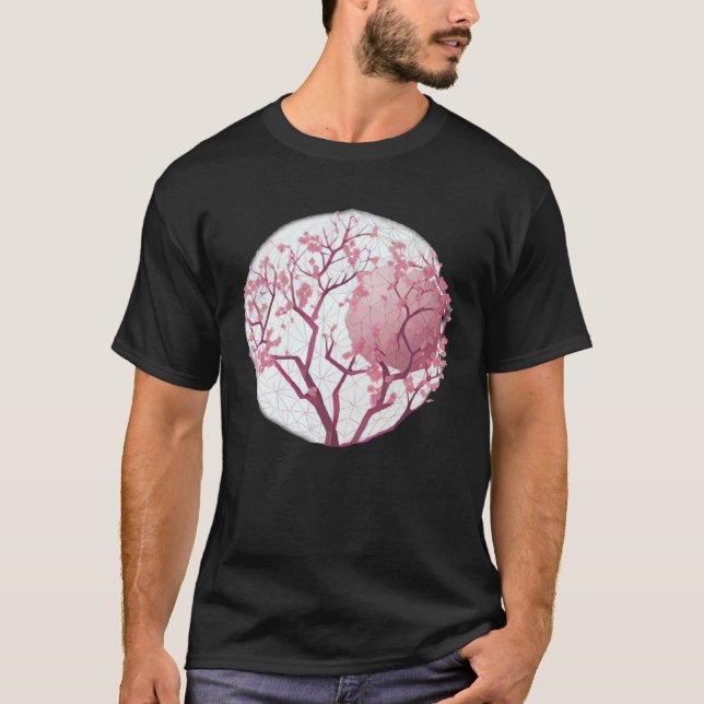 Camiseta Globe geométrico con flor de cerezo árbol de la vi (Anverso)