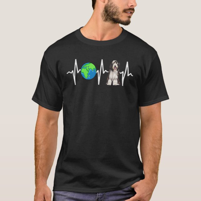 Camiseta Globe Planet Earth Beart Collie Heartbeat Dog (Anverso)