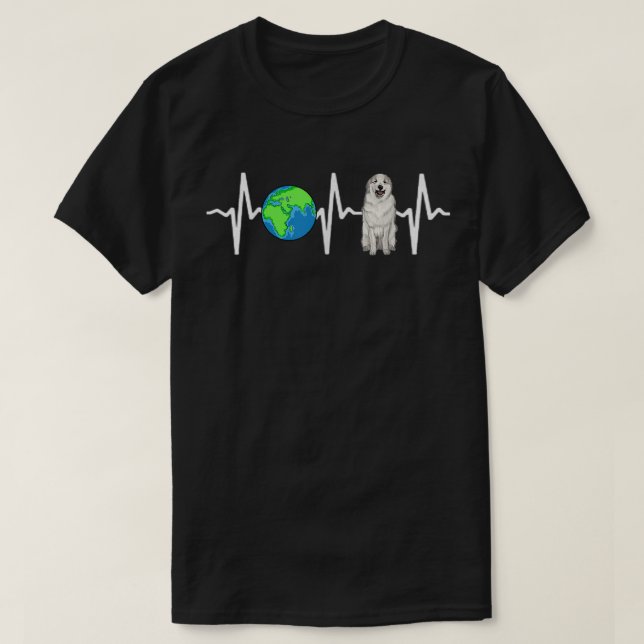Camiseta Globe Planet Earth Great Pyrenee Heartbeat Dog Lov (Diseño del anverso)