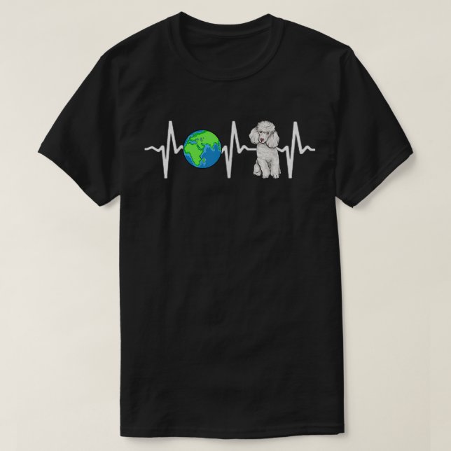 Camiseta Globe Planet Earth Poodle Heartbeat Dog Lover  (Diseño del anverso)