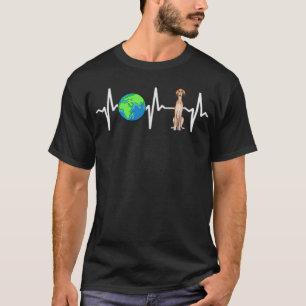 Camiseta Globe Planet Earth Saluki Heartbeat Dog Lover