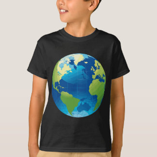 Camiseta Globe World Map Planet Earth Blue Green