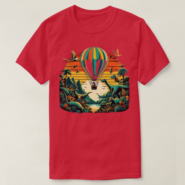 Camiseta globo aéreo sobrevolando un bosque vibrante con ot (Diseño del anverso)