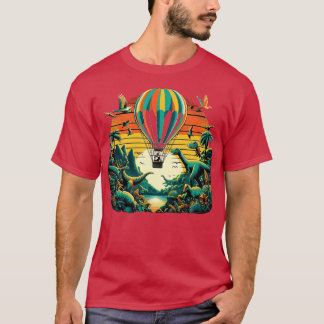 Camiseta globo aéreo sobrevolando un bosque vibrante con ot