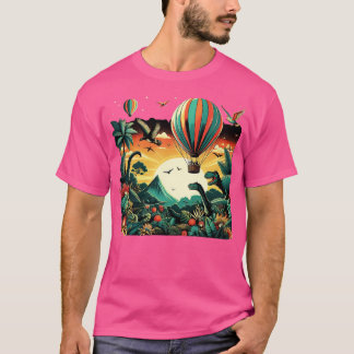 Camiseta globo aéreo sobrevolando un bosque vibrante con ot