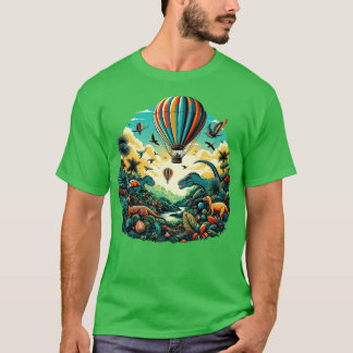 Camiseta globo aéreo sobrevolando un bosque vibrante con ot