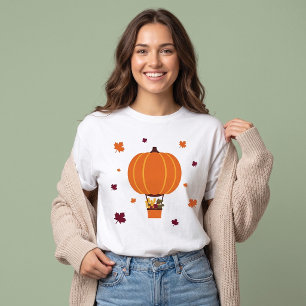 Camiseta Globo Aerostático de Calabaza Adorable Otoño Día d