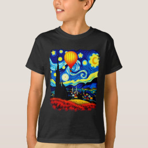 Camiseta Globo aerostático de estilo Van Gogh Noche estrell