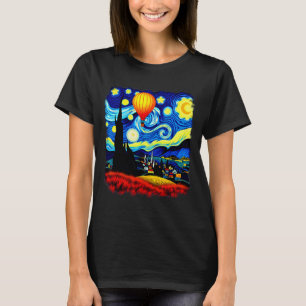 Camiseta Globo aerostático de estilo Van Gogh Noche estrell