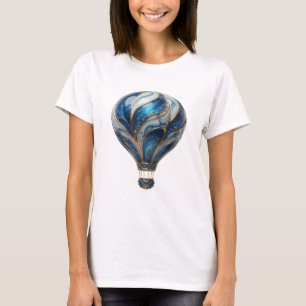 Camiseta Globo aerostático FRESCO PLATA AZUL Y ORO